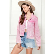 Cropped Denim Jacket with Asymmetric Seam