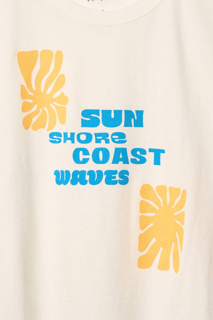 Sun Shore Coast Waves Vintage-Wash Graphic Tee