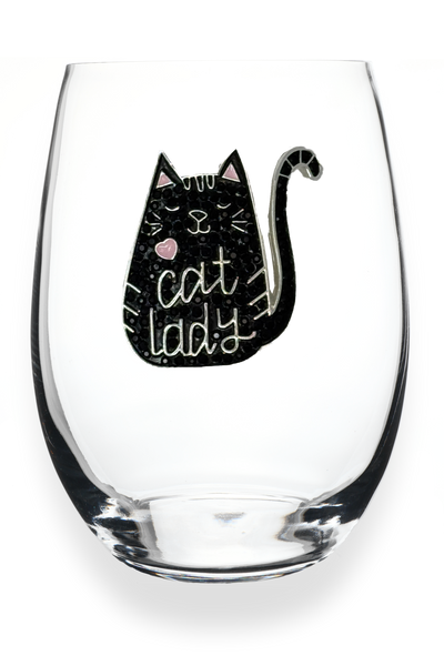 Cat Lady Stemless Wine Glass