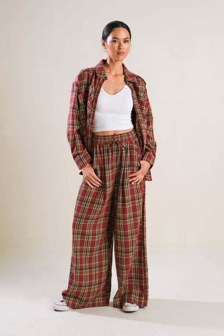 Flannel woven top