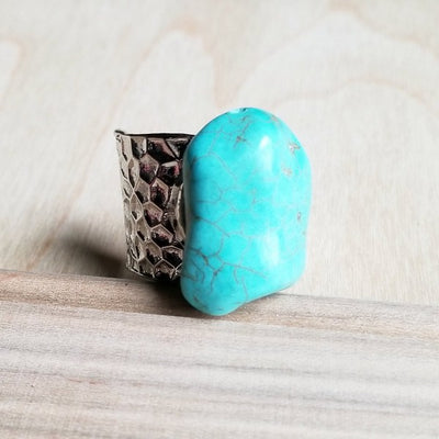 Emerson Turquoise Chunk on Cuff Ring