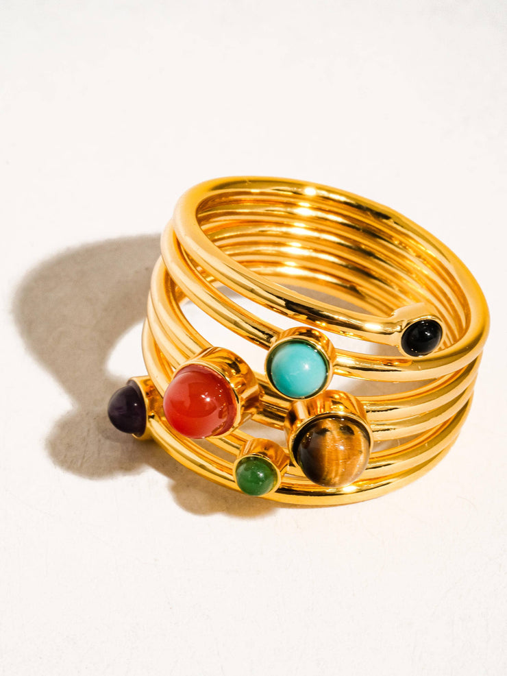 Multi Color Stone Layered Ring