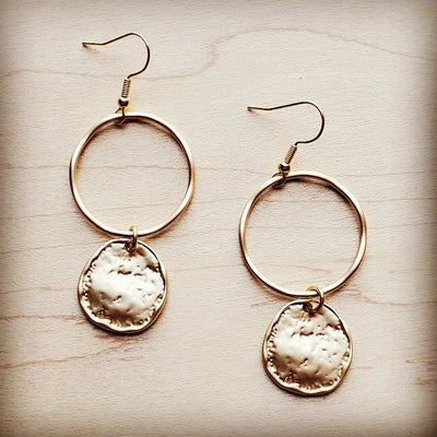 Mattie Gold Hoop Earrings with Coin Dangle