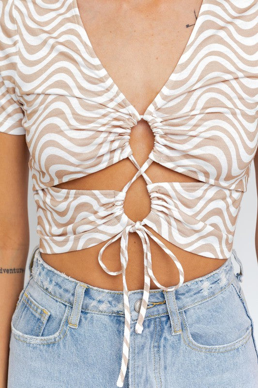 The Wild Side CRISS CROSS PRINT KNIT TOP