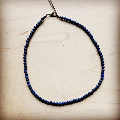 Frosted Blue Lapis Collar Length Beaded Necklace