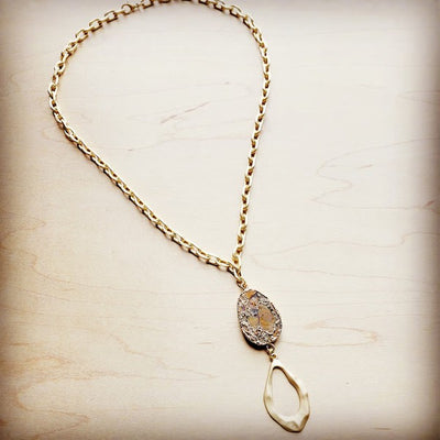 Maggie Matte Gold Necklace w/ Genuine Bronzite Pendant