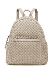 Woven backpack purse for women beige big