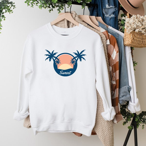 Sunset Palm Trees Graphic Sweatshirt