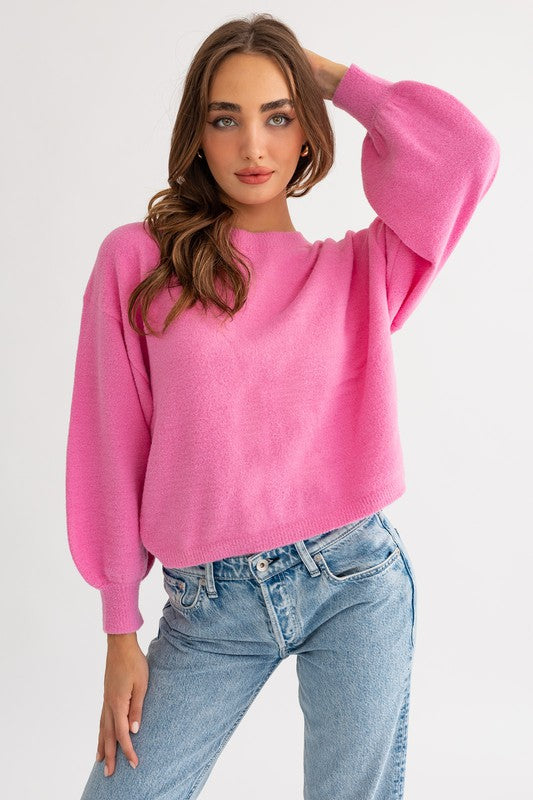 Joy Fuzzy Sweater with Back Ruching