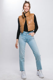 Leila Faux Leather puffer vest