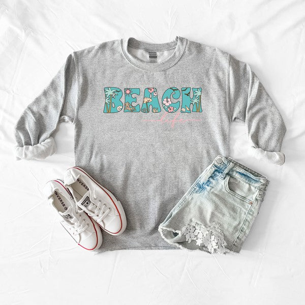 Beach Life Colorful Graphic Sweatshirt