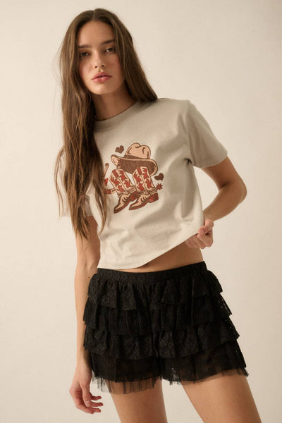 Cowboy Boots and Hat Cropped Western Graphic Tee