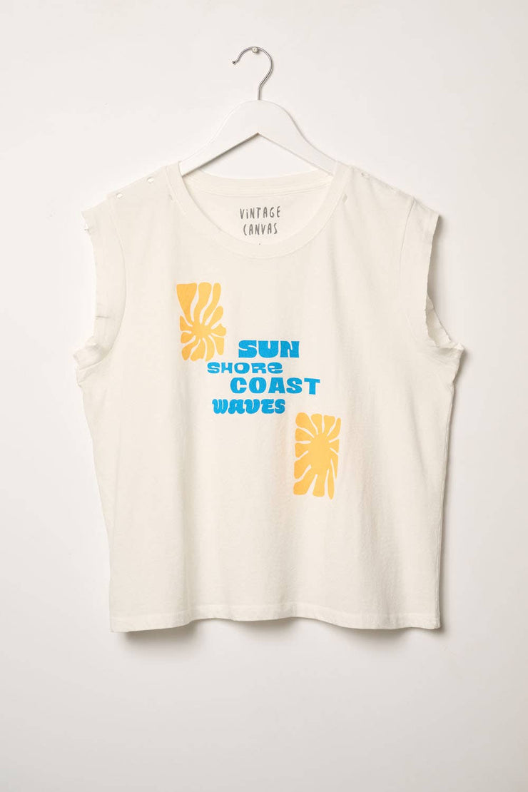 Sun Shore Coast Waves Vintage-Wash Graphic Tee