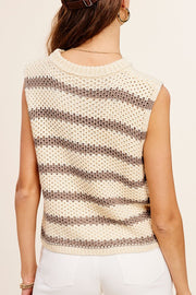 Cherise Stripe Sleeveless Sweater Top