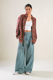 Flannel woven top