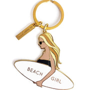 Beach Girl Surfer Girl Keychain - Brown Hair