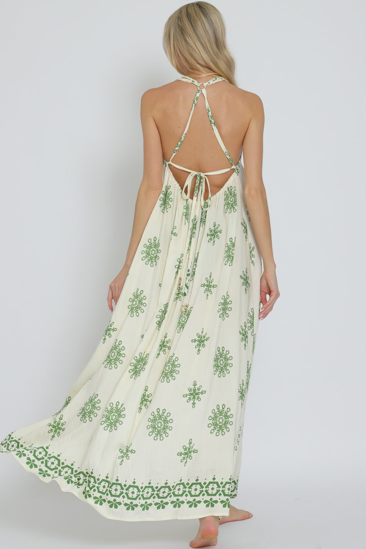 Sleeveless tie back maxi