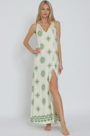 Sleeveless tie back maxi