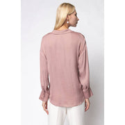 Deep V-neck Long Sleeve Blouse