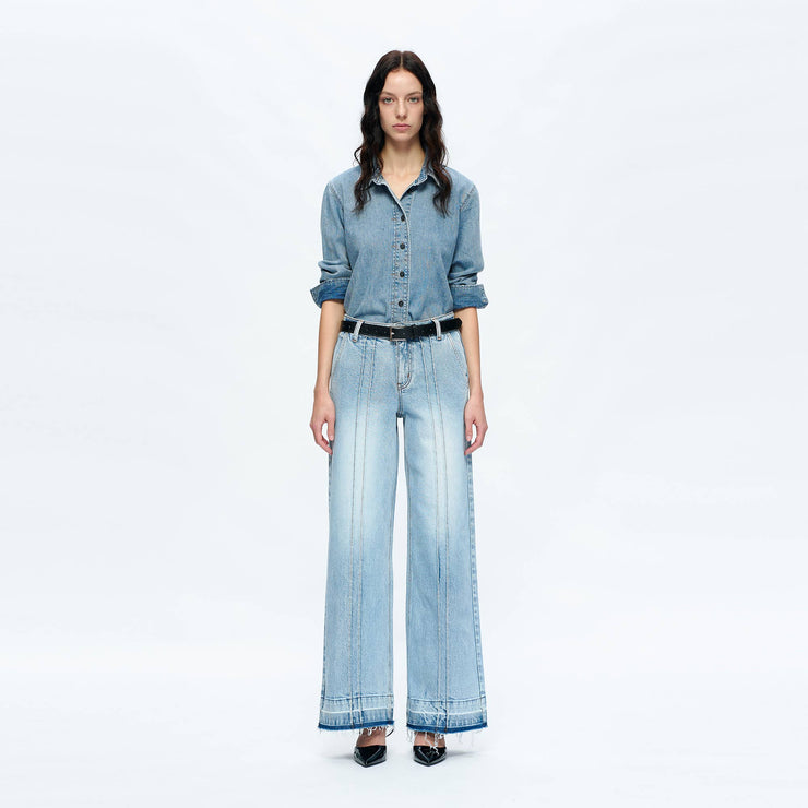 MID RISE WIDE LEG JEANS WITH RAW HEM BYW8167