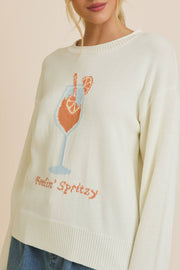 ROUND NECK LONG SLEEVE "COCKTAIL" LIGHT WEIGHT SWEATER