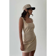 Becca WOVEN STITCH DETAIL MINI SQUARE NECK DRESS