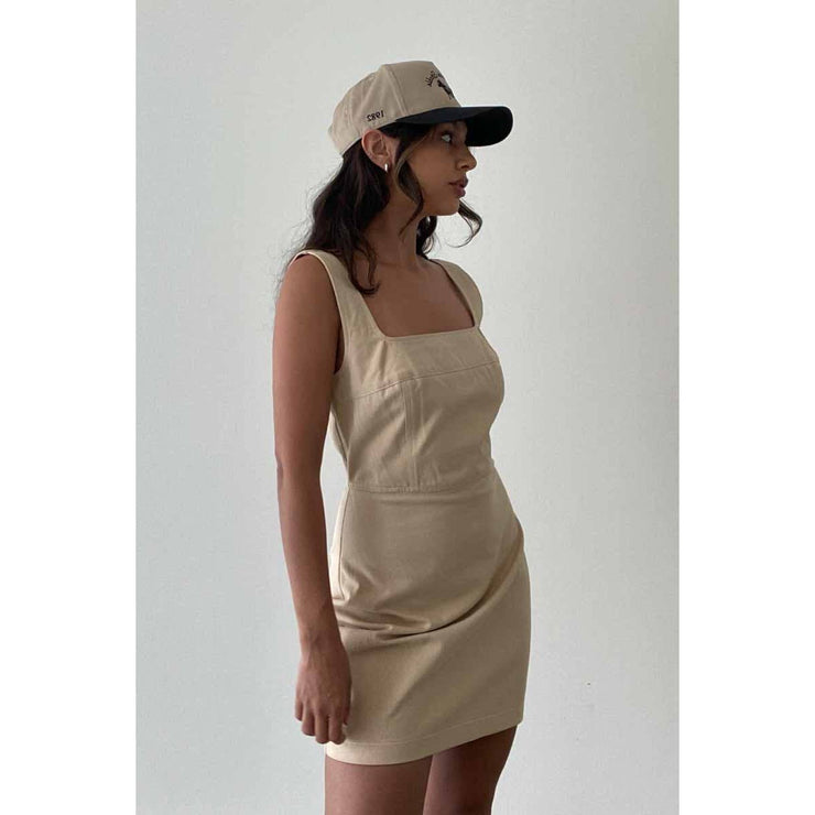 Becca WOVEN STITCH DETAIL MINI SQUARE NECK DRESS