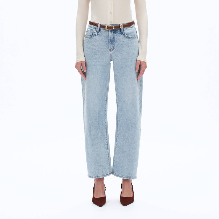 Mari MID RISE BARREL DENIM JEANS WITH FINISHED HEM
