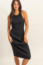 Black Ribbed Midi Dress