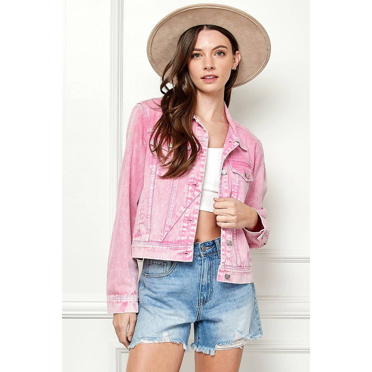 Cropped Denim Jacket with Asymmetric Seam