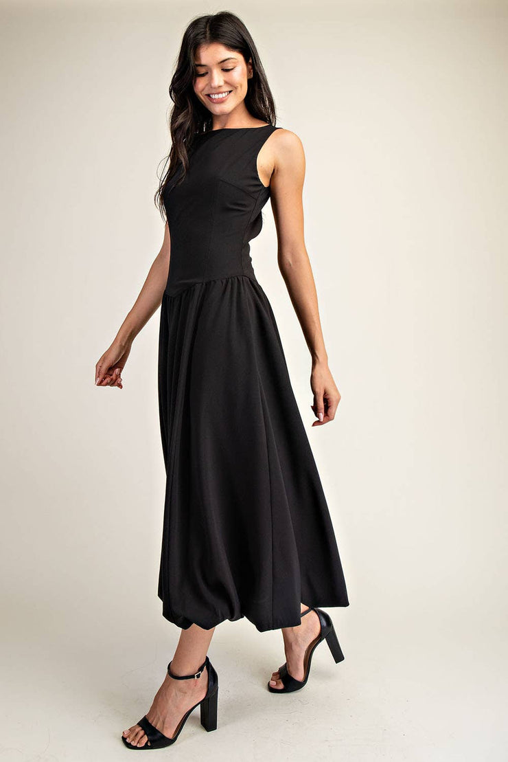 Ophelia OPEN BACK BUBBLE HEM MIDI DRESS