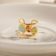 Dalia 18K Gold Plated Stainless Steel Ring with Inlay Stones