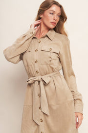 Melina Faux Suede Shirt mini dress