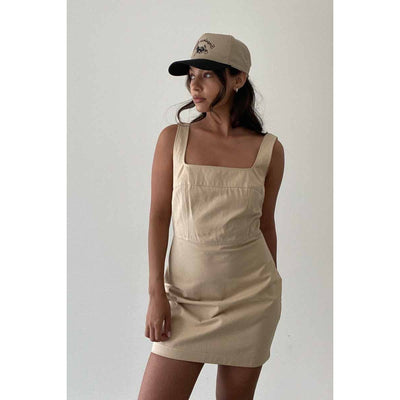 Becca WOVEN STITCH DETAIL MINI SQUARE NECK DRESS