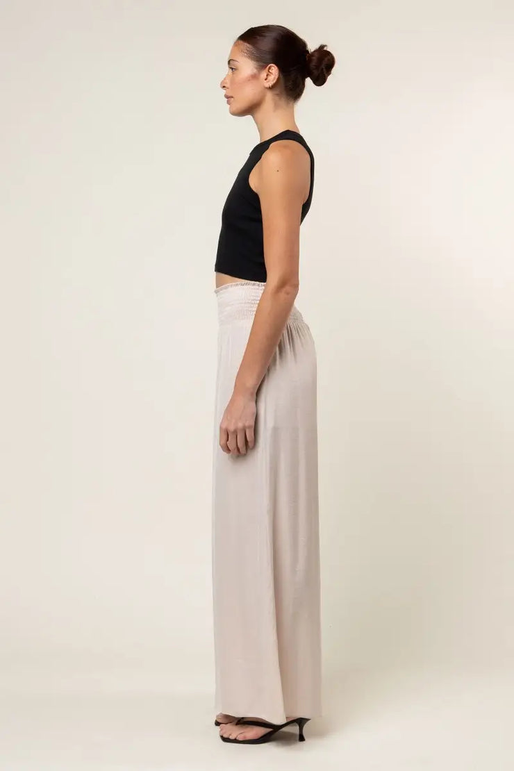 Smocked Waist Wide Leg Pant