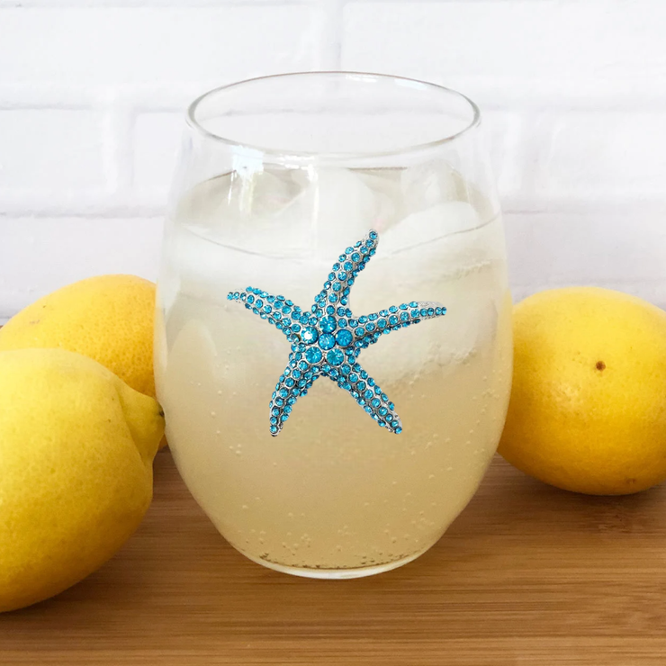 Starfish Jeweled Stemless Wine Glass