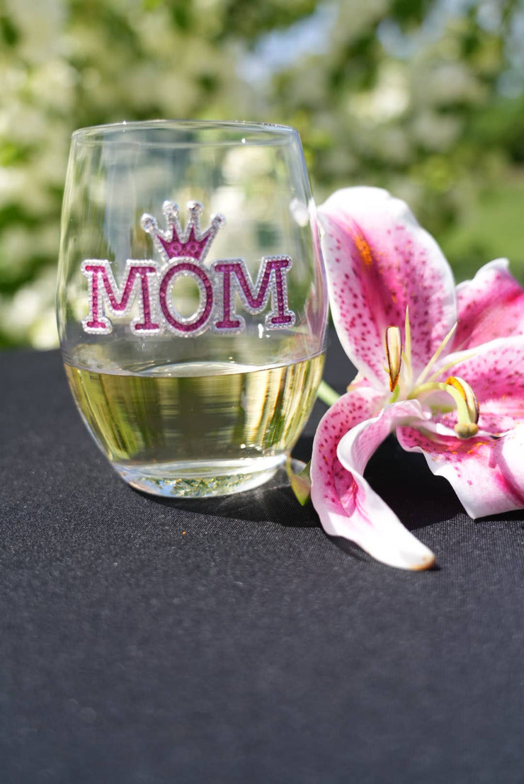 Mom Stemless Wine Glass