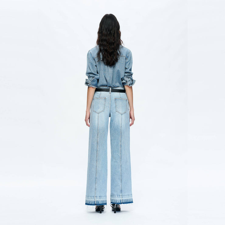 MID RISE WIDE LEG JEANS WITH RAW HEM BYW8167