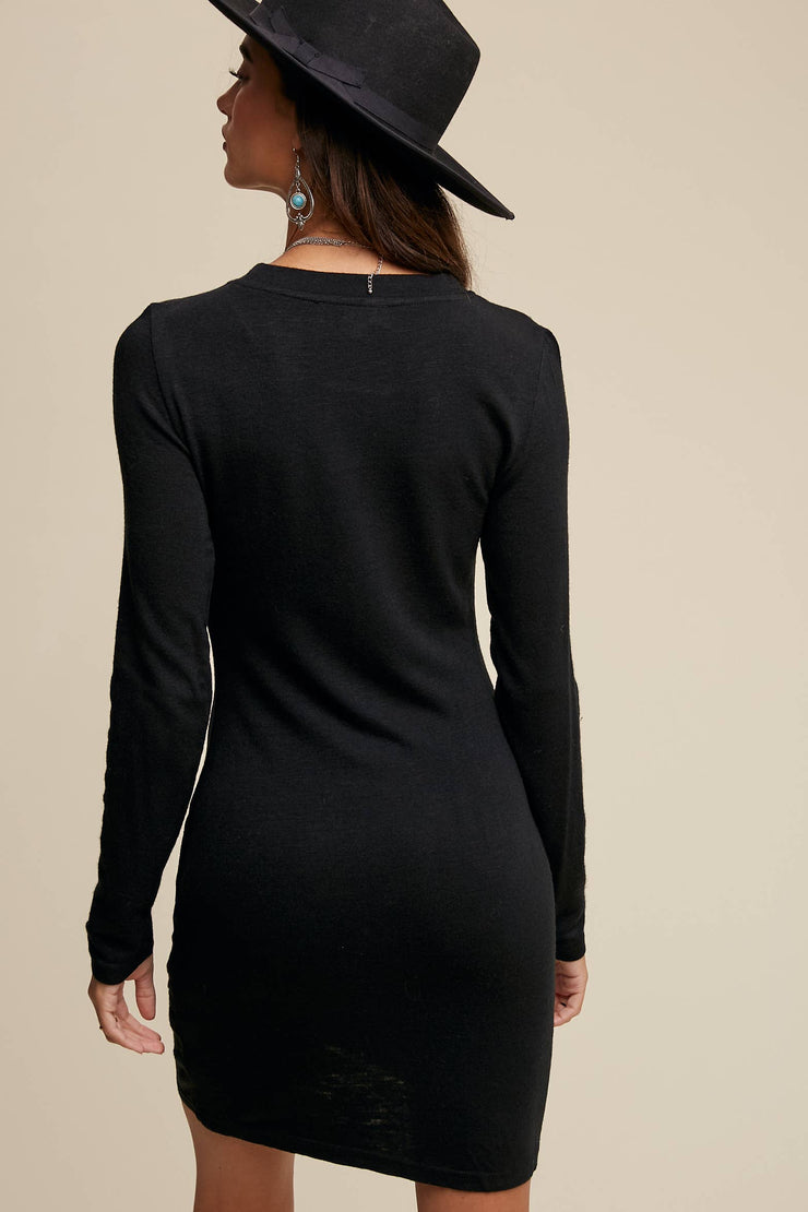 Cozy Ribbed Long Sleeve Knit Mini Dress