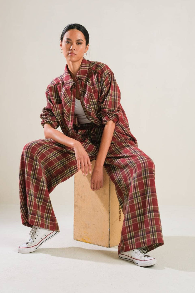 Flannel woven top