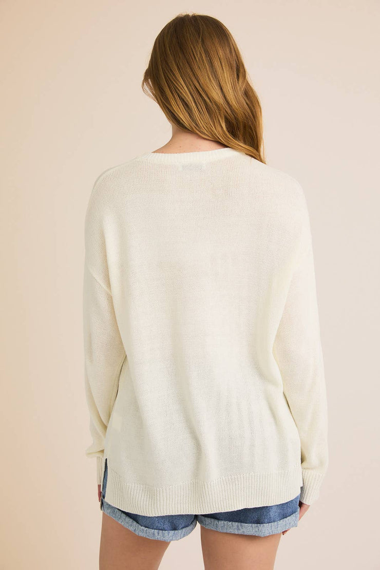 ROUND NECK LONG SLEEVE "BEACH ST" SWEATER