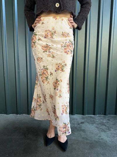 Autumn Floral Middy Skirt