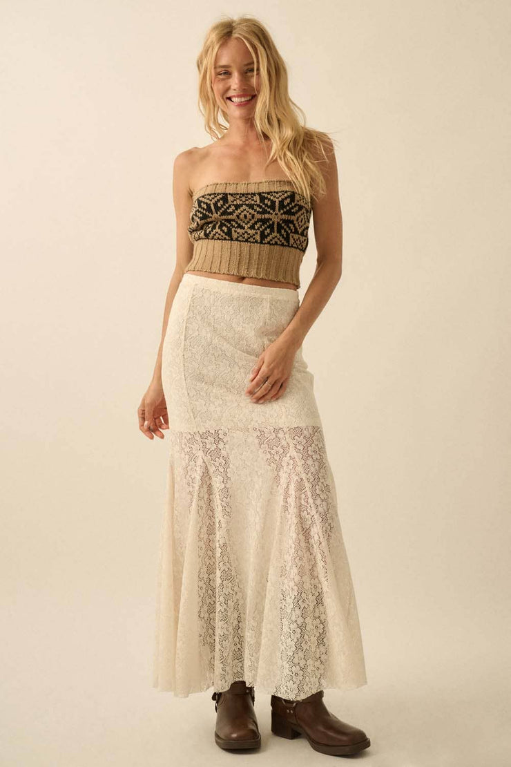 Posie Crochet Lace Fitted Mermaid Maxi Skirt