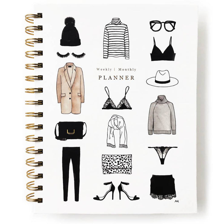Minimalist Fashion Illustration Undated Planner, 12month