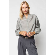 Button-down Blouse With Gathered Neckline