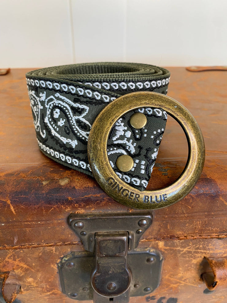 Paisley Belt in Forest Green