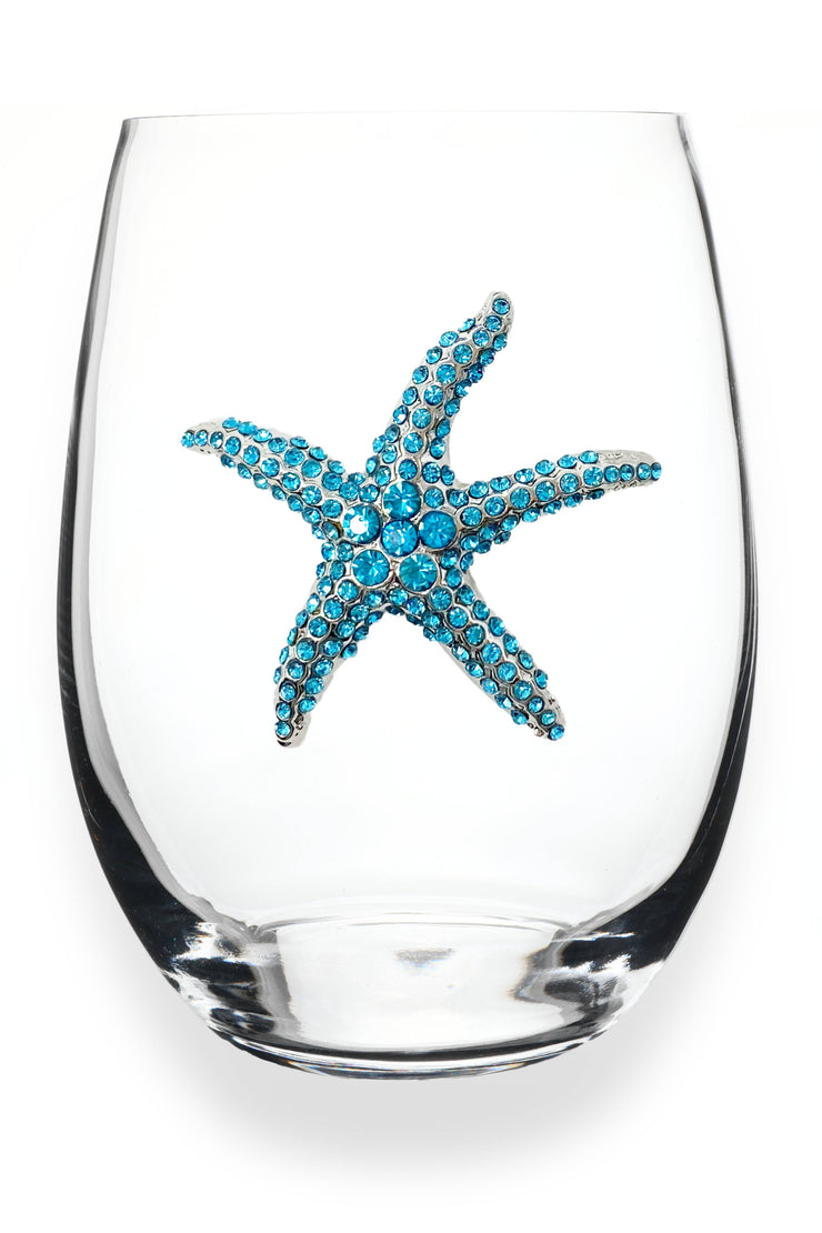 Starfish Jeweled Stemless Wine Glass