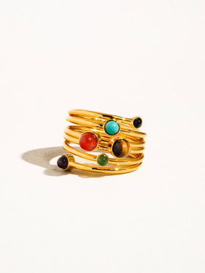 Multi Color Stone Layered Ring