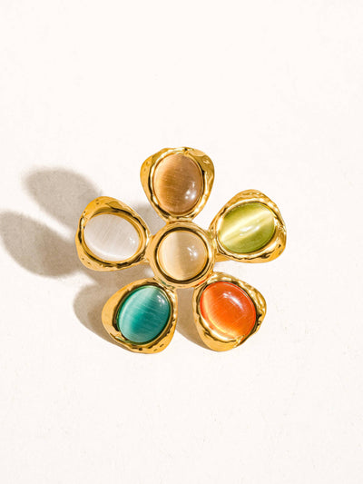 Vintage Stone Floral Ring