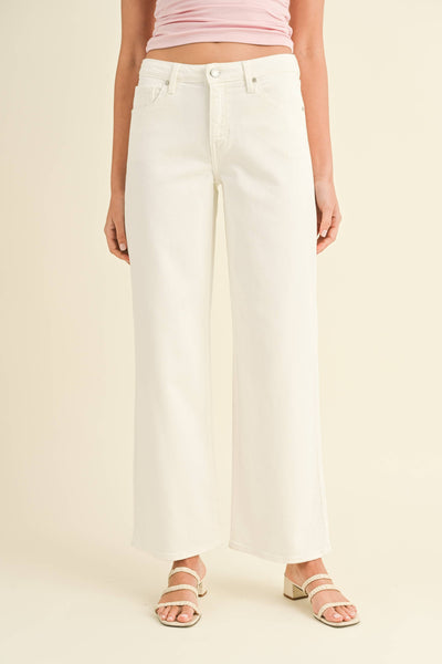 Mid Rise Slim Wide Leg